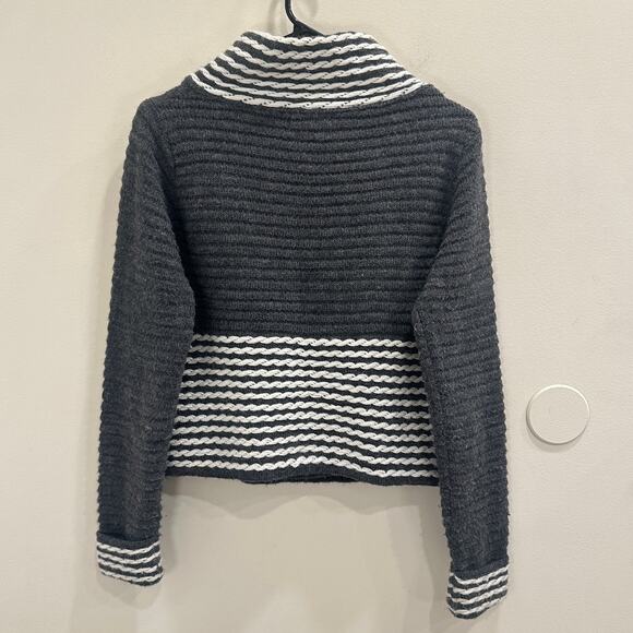 Mary Firenze Anthropologie Gray White Stripe Wool Mohair Blend Wrap Cardigan S - Picture 2 of 9